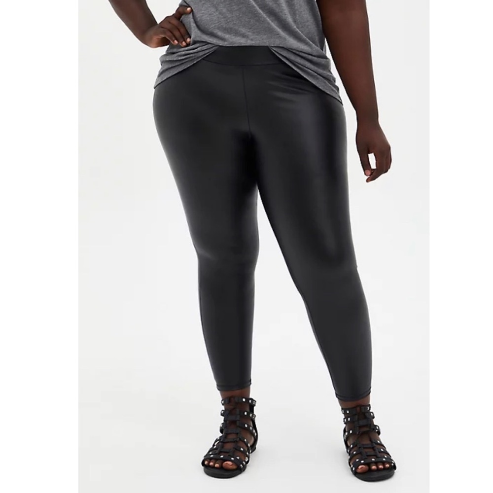 Torrid Black Faux Leather Platinum Leggings